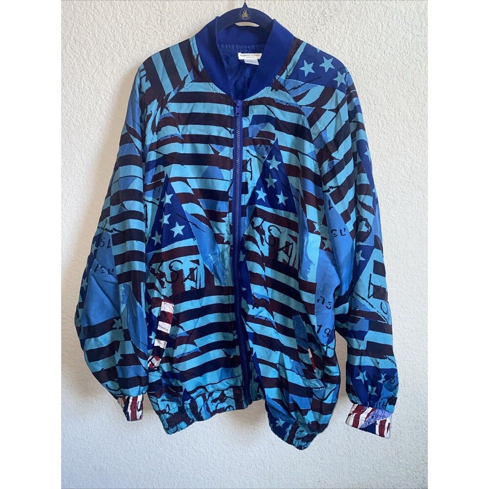 Vintage USA jacket Robert Stock 100% Silk Bomber Jacket L Men Patriotic Y2K 80s
